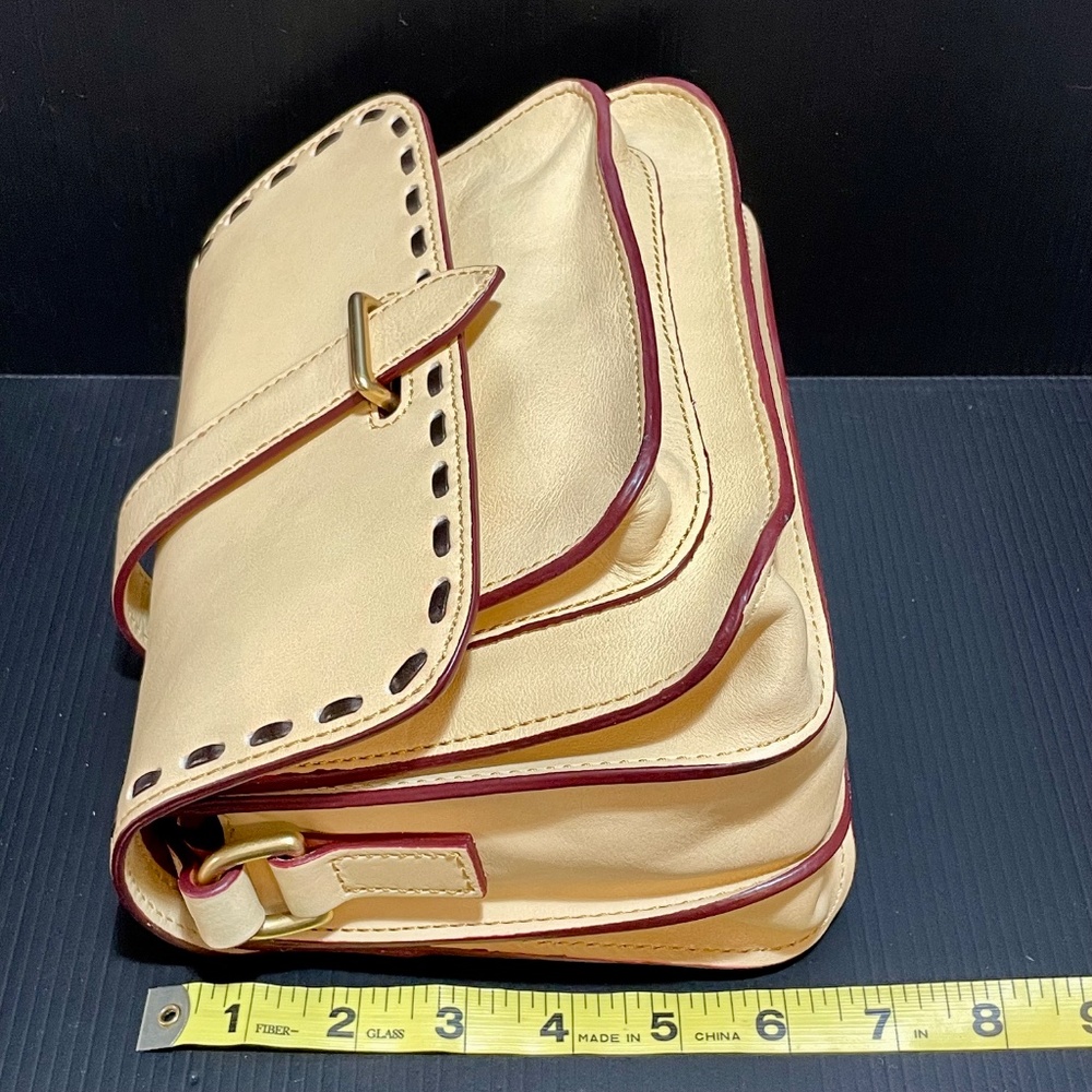 Vintage Dooney & Bourke Florentine Leather Cream Crossbody Binocular Purse - Picture 4 of 16